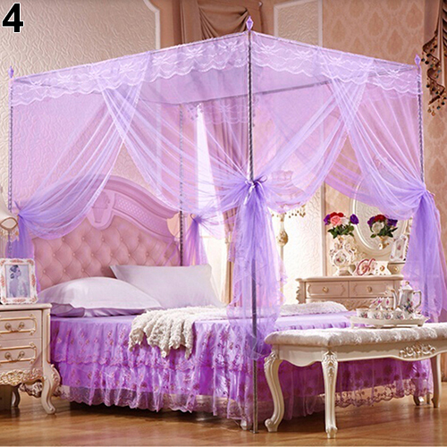 Lace Curtain Bed Canopy Netting Princess Mosquito Net for Twin Full Queen Bed 